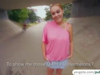 Busty and glorious Paris gets paid for public nudity and sex clip in public